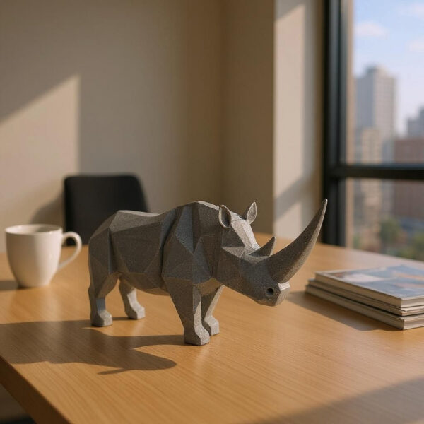 6890052548_rhino-sculpture-.jpg Статуетка геометрична фігура носорога Rhino Sculpture — арт-декор для офісу, кабінету, вітальні, полиці та подарунка