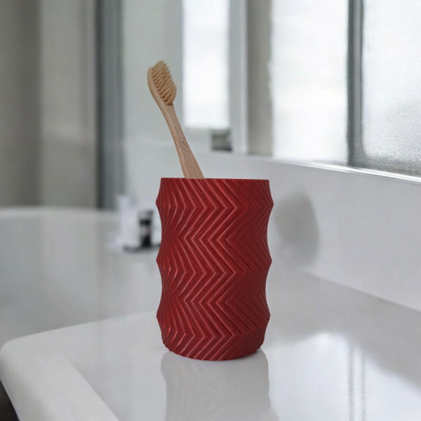 Органайзер для ручок, олівців і пензликів Geo Zigzag Organizer — настільна підставка з геометричним рельєфом для офісу, дому та ванної