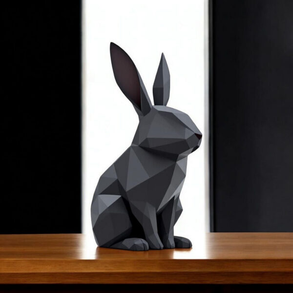 Декоративна статуетка кролика Low Poly Bunny — геометрична фігура для дому, офісу, кав’ярні, фотозони та подарунка