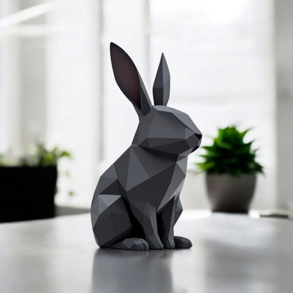 Декоративна статуетка кролика Low Poly Bunny — геометрична фігура для дому, офісу, кав’ярні, фотозони та подарунка