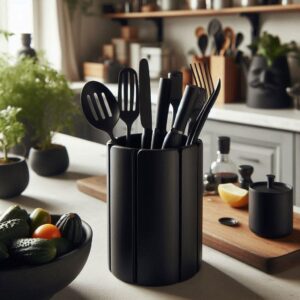 Округла підставка Soft Line Utensil Holder — кухонний органайзер з вертикальними лініями для ложок, виделок, лопаток та приладдя