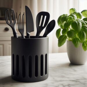 Прорізний кухонний органайзер LineSlot Utensil Holder — циліндрична підставка для ложок, лопаток, виделок, ножів та кухонного приладдя