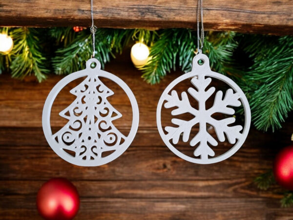 Ажурні ялинкові підвіски Winter Ornament Set з екологічного пластику — новорічні прикраси для ялинки, подарунків, фотозон та святкового декору