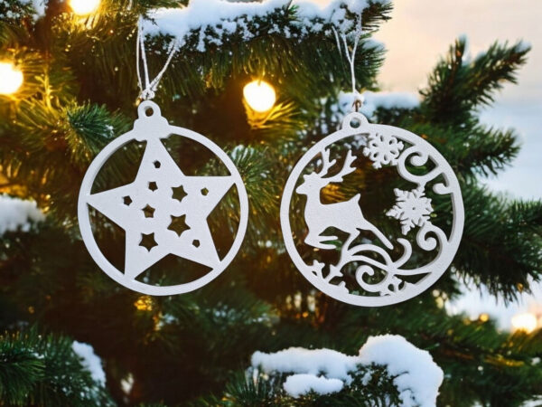 Ажурні ялинкові підвіски Winter Ornament Set з екологічного пластику — новорічні прикраси для ялинки, подарунків, фотозон та святкового декору