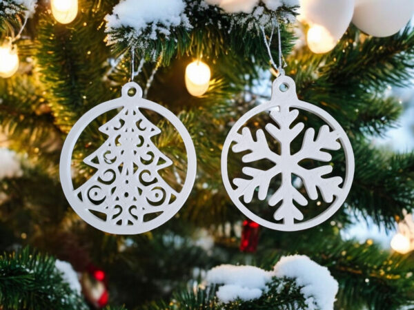 Ажурні ялинкові підвіски Winter Ornament Set з екологічного пластику — новорічні прикраси для ялинки, подарунків, фотозон та святкового декору