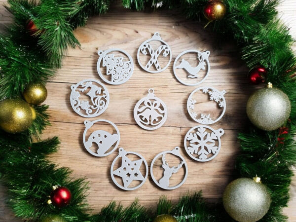 Ажурні ялинкові підвіски Winter Ornament Set з екологічного пластику — новорічні прикраси для ялинки, подарунків, фотозон та святкового декору