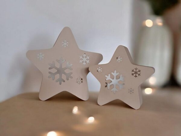 Новорічна зірка Snow Star Decor з екологічного пластику — декоративна фігура зі сніжинкою для ялинки, святкового інтер’єру та фотозони