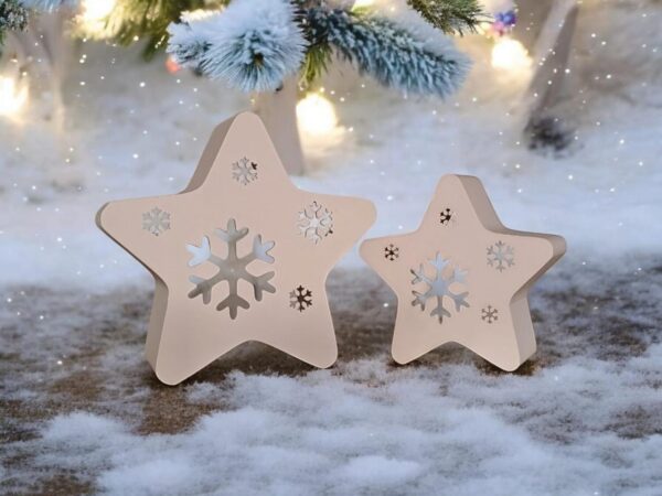 Новорічна зірка Snow Star Decor з екологічного пластику — декоративна фігура зі сніжинкою для ялинки, святкового інтер’єру та фотозони