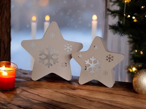 Новорічна зірка Snow Star Decor з екологічного пластику — декоративна фігура зі сніжинкою для ялинки, святкового інтер’єру та фотозони