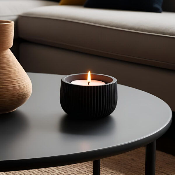 Декоративний підсвічник для чайної свічки Tealight Ribbed Candle Holder — компактний свічник з рельєфною текстурою для дому, інтер’єру та подарунка
